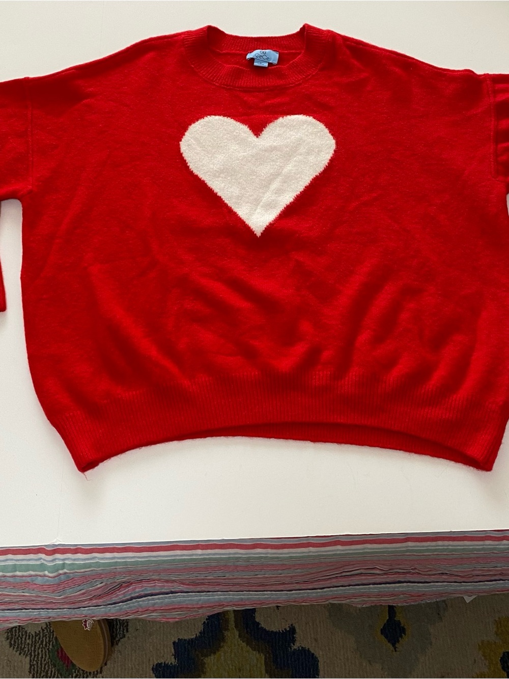 CeCe Red Crewneck Sweater with White Heart